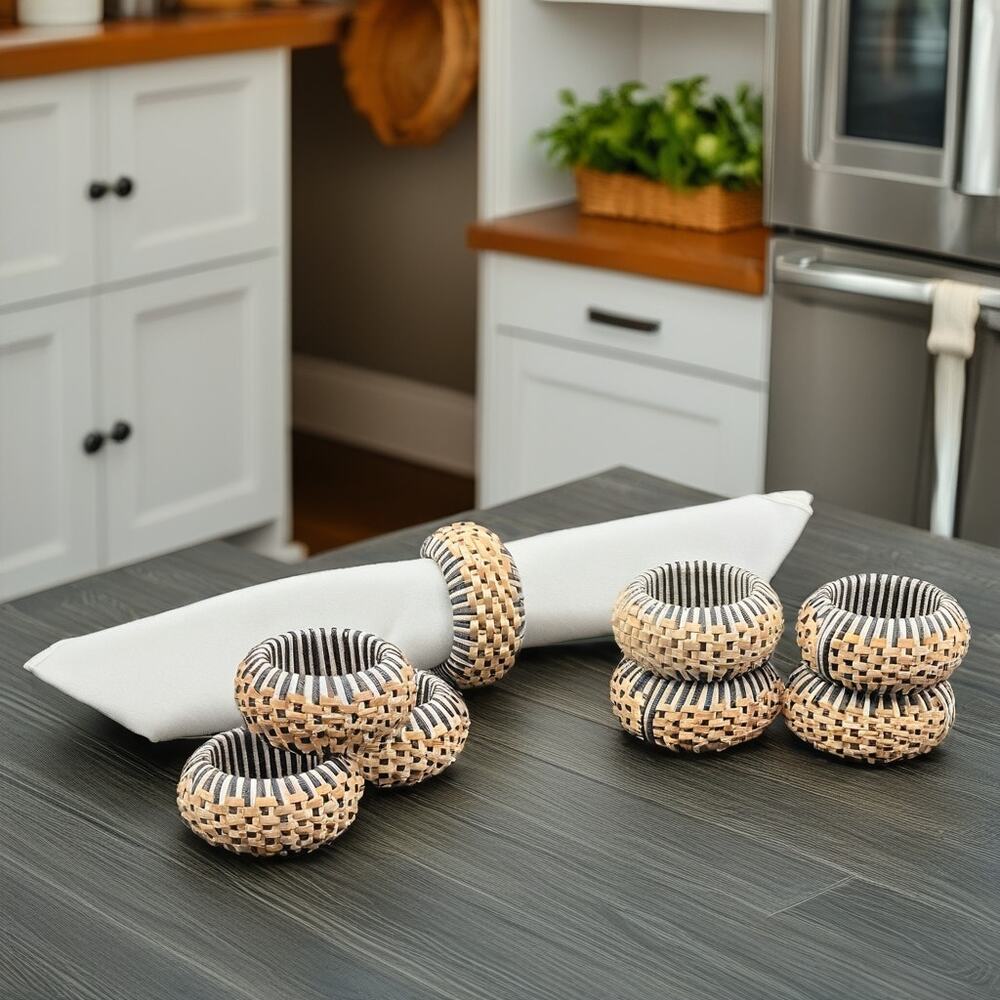 Artisan Woven Reed Napkin Rings Set of 6